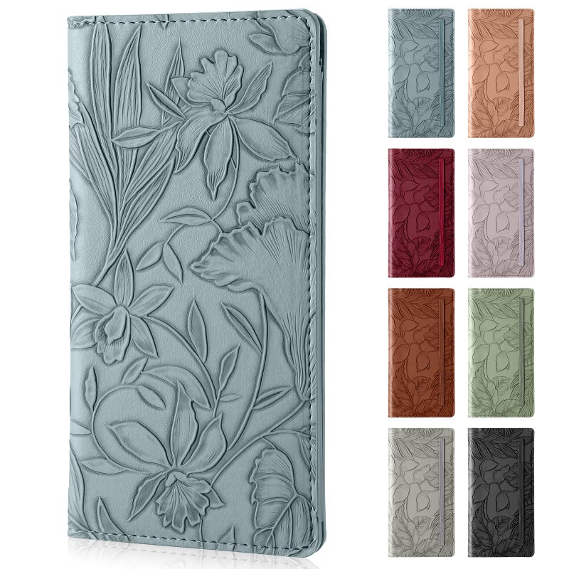 Pisypox Checkbook Cover for Personal Checkbookï¼ŒSoft PU leather with a detailed embossed flower patternï¼Œwith Pen Holder & Built-in Clear Plastic Divider for Duplicate Checks - Image 1