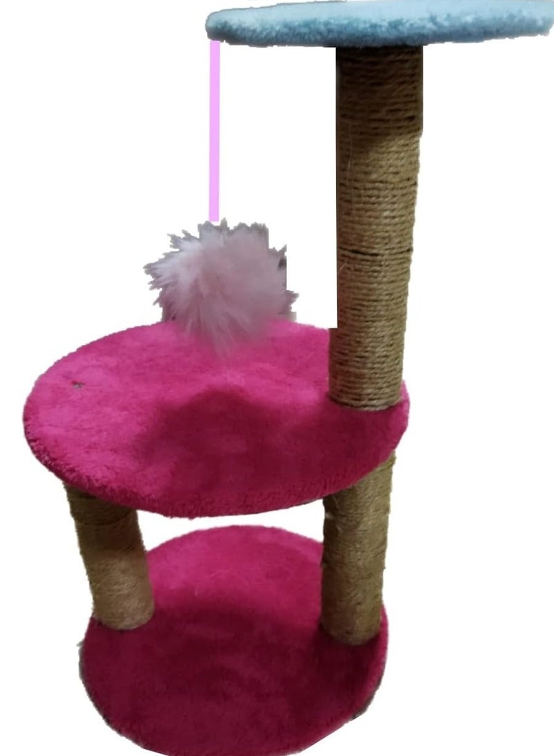 cat scratching post about 60cm-double platform-pink - Image 1
