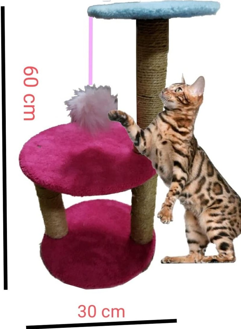 cat scratching post about 60cm-double platform-pink - Image 2