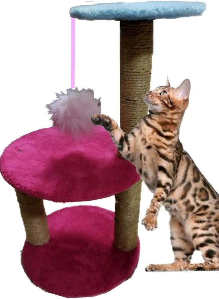 cat scratching post about 60cm-double platform-pink - Image 3
