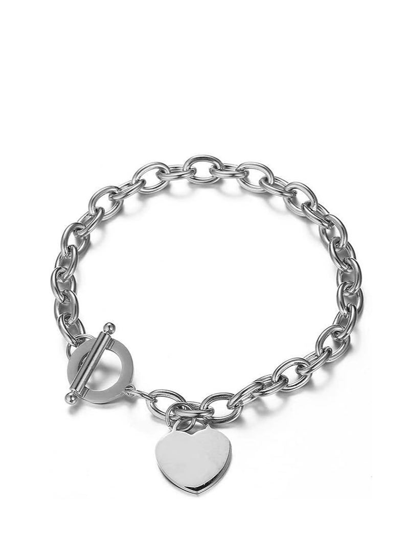 Generic - Heart Stainless Steel Charms Bracelets For Girls Women Jewelry - Image 1