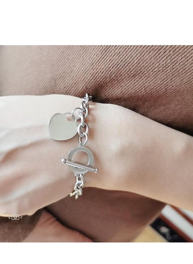 Generic - Heart Stainless Steel Charms Bracelets For Girls Women Jewelry - Image 1