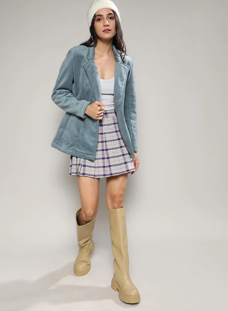 Campus Sutra Women's Prussian Blue Structured Single-Breasted Blazer