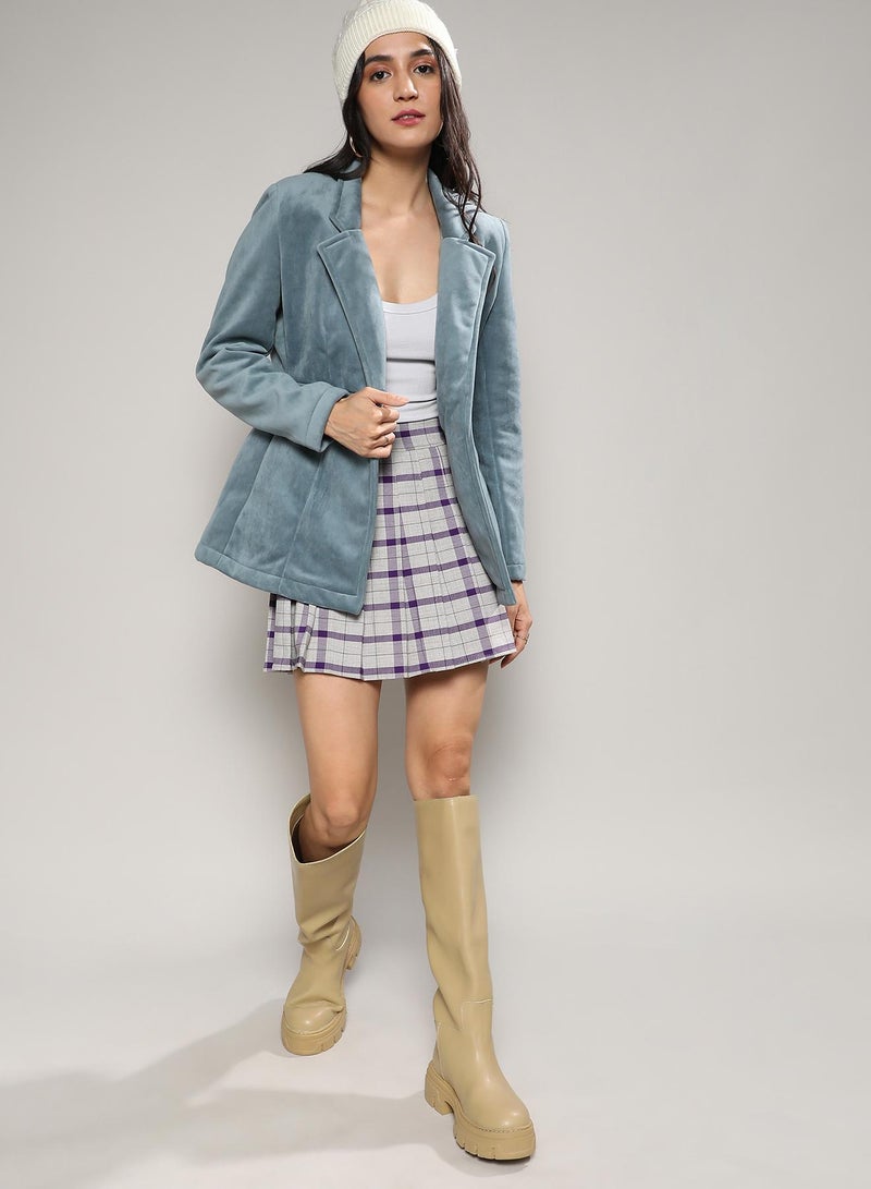 Campus Sutra Women's Prussian Blue Structured Single-Breasted Blazer  - Image 4