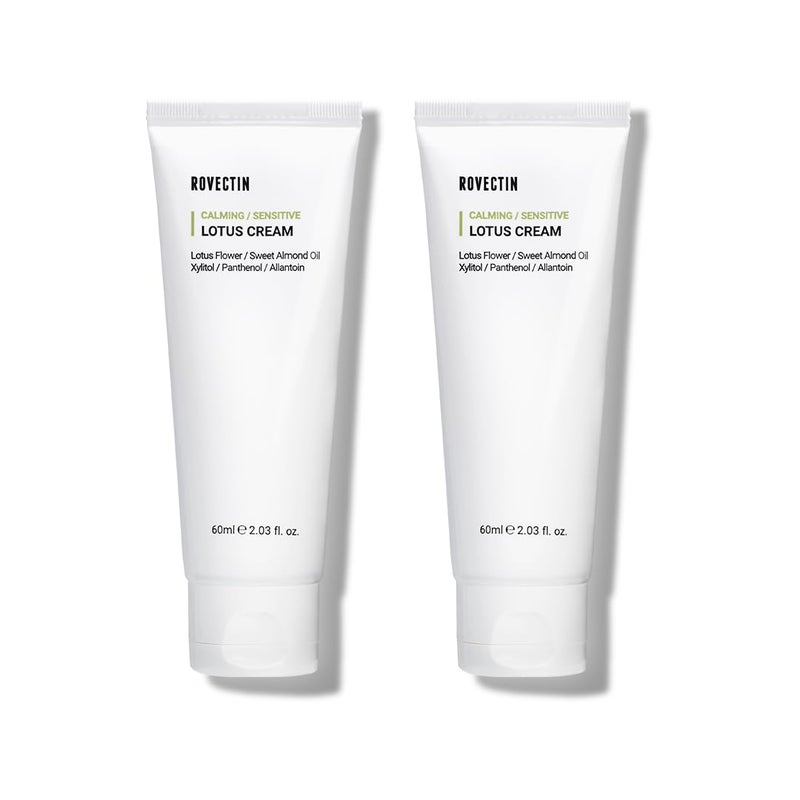ROVECTIN Calming Lotus Water Cream  Lightweight Face Moisturizer for Oily Combination Skin  75 Lotus Water Extract For Skin Purifying AntiAging  Vegan Korean Skincare 21 floz 2 Pack