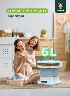 GREEN LION Foldable Mini Washing Machine 6L with 3 Working Modes and Drain Function / Portable / Low Noise Wash - Blue  - Image 3