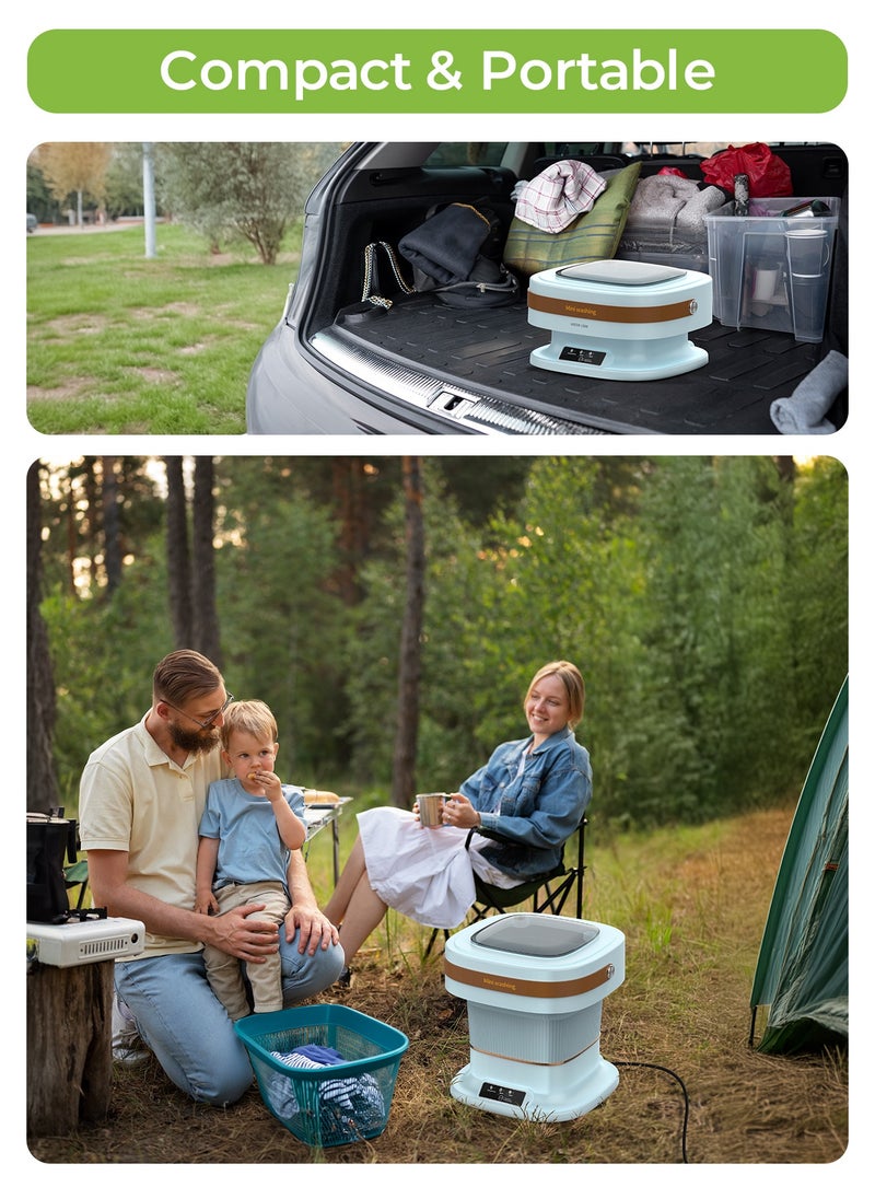 GREEN LION - Foldable Mini Washing Machine 6L with 3 Working Modes and Drain Function / Portable / Low Noise Wash - Blue - Image 1
