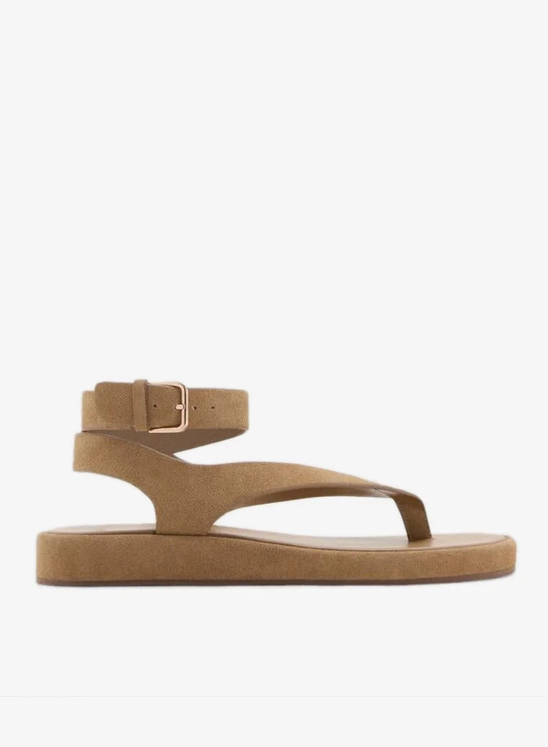 MANGO Split leather sandals with buckle