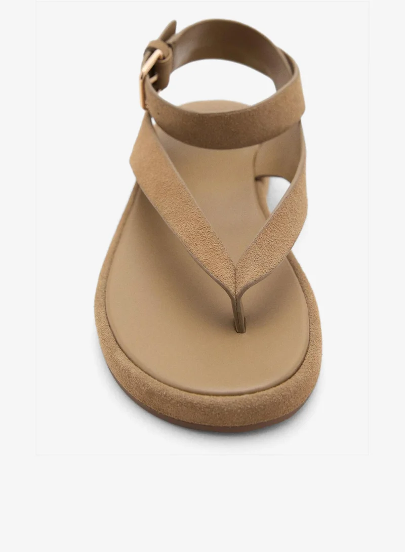 MANGO Split leather sandals with buckle