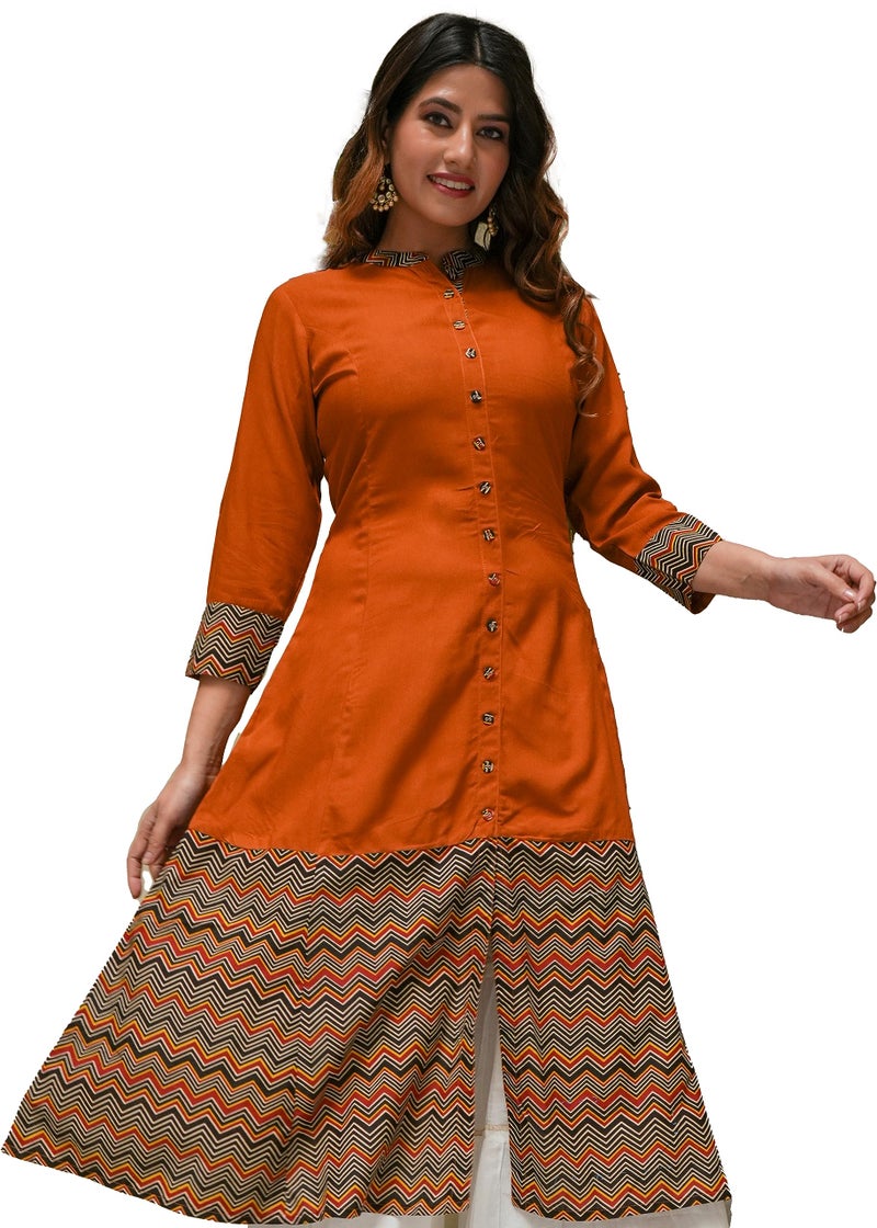 Yash Gallery Women's Plus Size Rayon Zig-Zag Printed A-line Kurta for Women (1528PLYKMULTI, Multi, 8XL) - Image 1