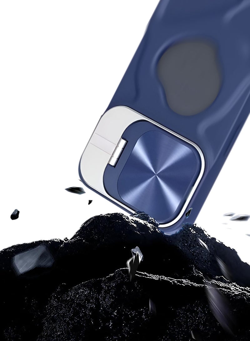 CATANES Slim Soft Case for iPhone 15 Pro Max - TPU Shockproof Case with Lens Protection Kickstand and Logo View Window - Dark Blue - Image 2