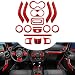 Opall Full Set Interior Decoration Kit Steering Wheel Center Console Air Outlet Trim Door Handle Cover Inner Passenger Seat Handle Trim for Jeep Wrangler JK JKU 18 X Red - Image 2