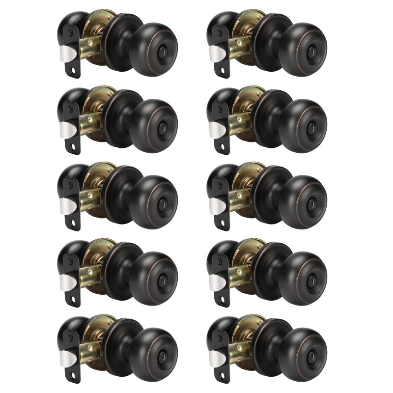 Haidms 10 Pack Oil Rubbed Bronze Door Knobs Interior Bronze Privacy Interior Door Knobs for Bedroom or Bathroom Classic Round Doorknobs Hardware