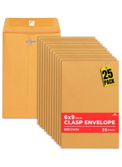 1InTheOffice Mailing Envelopes 6X9 Brown Envelopes Manila Envelopes Clasp Envelopes Gummed Flaps Brown 25 Pack  - Image 1