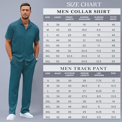 CHKOKKO Men’s Co-Ord Set Premium Polo Neck Half Sleeve Solid Shirt with Trousers Cord Set Relaxed Fit Casual Summer Wear Western BLACK 3XL - Image 2