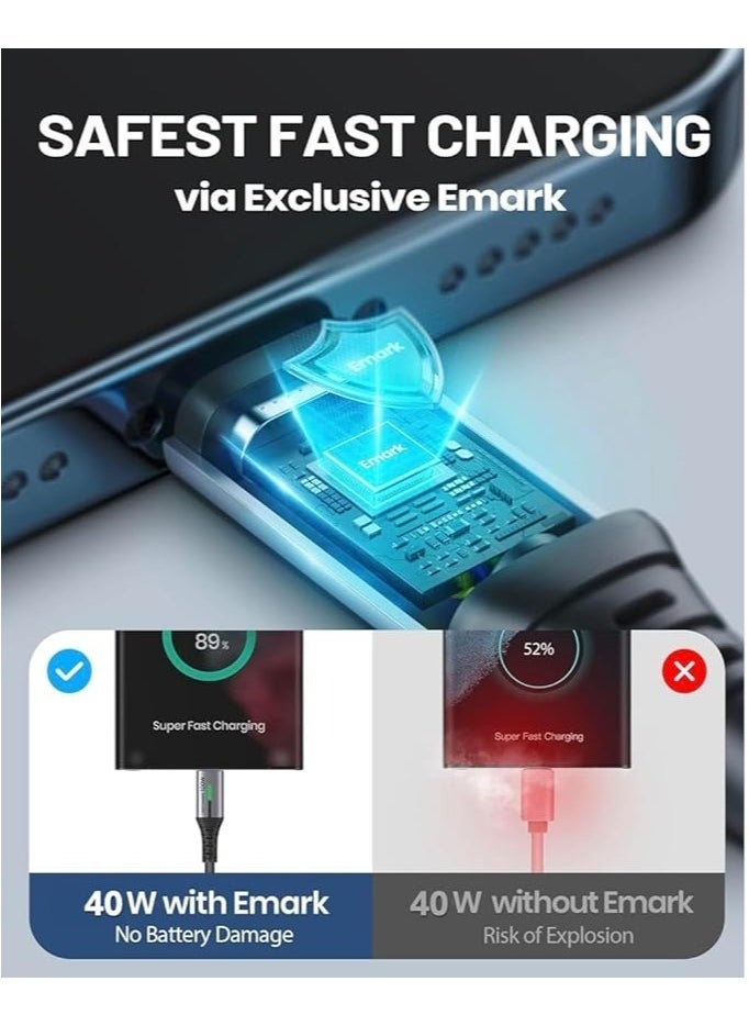 3 Meter USB-C to USB-C Cable Black 40W Fast Charge 5A Power Delivery Cord for High-Speed Charging and Data Transfer