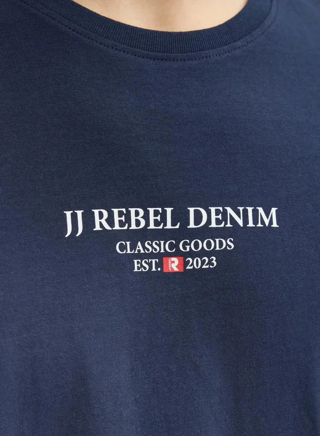 JJ Rebel Slogan Print Round Neck T-Shirt