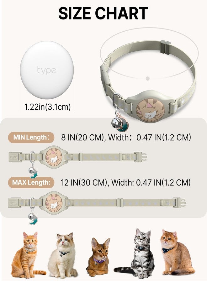 typecase طوق تتبع للقطط - طوق مقاوم للماء مزود بعلامة تحديد الموقع (لأجهزة iOS فقط)، متوافق مع تطبيق "Find My" من Apple، تصميم قابل للفك مع نمط عاكس وجرس، لون كاكي (غير متوافق مع أجهزة Android) - Image 5