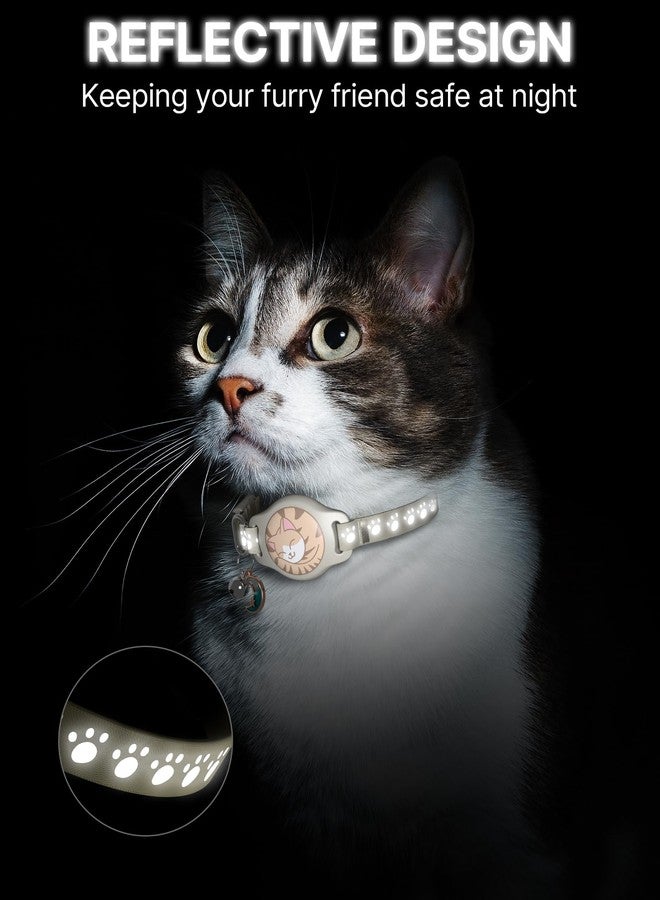 typecase طوق تتبع للقطط - طوق مقاوم للماء مزود بعلامة تحديد الموقع (لأجهزة iOS فقط)، متوافق مع تطبيق "Find My" من Apple، تصميم قابل للفك مع نمط عاكس وجرس، لون كاكي (غير متوافق مع أجهزة Android) - Image 2