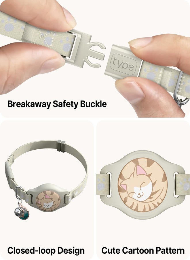 typecase طوق تتبع للقطط - طوق مقاوم للماء مزود بعلامة تحديد الموقع (لأجهزة iOS فقط)، متوافق مع تطبيق "Find My" من Apple، تصميم قابل للفك مع نمط عاكس وجرس، لون كاكي (غير متوافق مع أجهزة Android) - Image 4