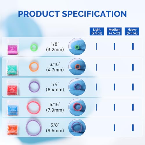 JMU Orthodontic Rubber Bands 1/4 Heavy, 500 Pack Intraoral Dental Elastics Bands, Non-Latex, Neon, Made in USA - Image 3