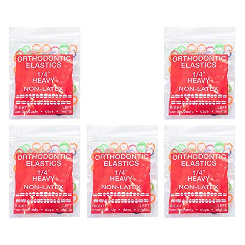 JMU Orthodontic Rubber Bands 1/4 Heavy, 500 Pack Intraoral Dental Elastics Bands, Non-Latex, Neon, Made in USA - Image 1