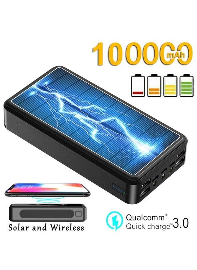 Arabest - 100000Mah Power Bank Portable Solar Wireless Charger External Battery with Led Light Waterproof High Capacity Outdoor Power Bank - Image 1