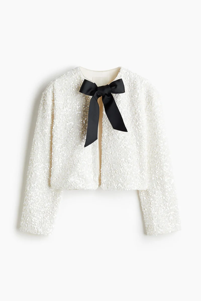 H&M Tie-detail sequined jacket