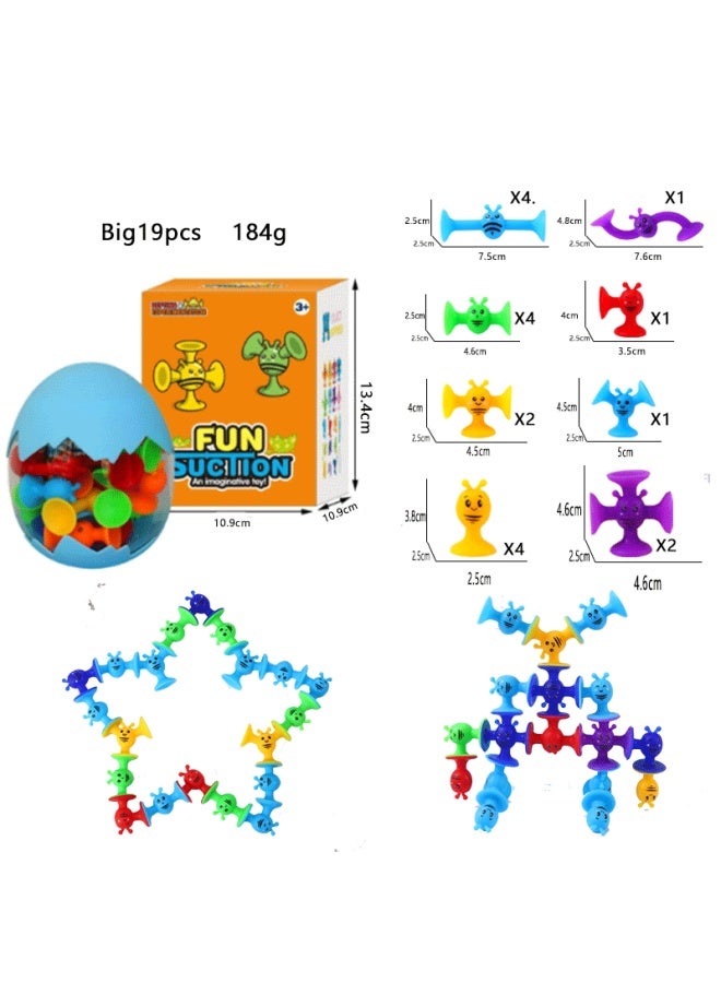 Cross-border Hot Selling Cute Little Bee Soft Sucker Building Blocks Toy Suction Music Sticky Music Puzzle Building Blocks DIY Toy