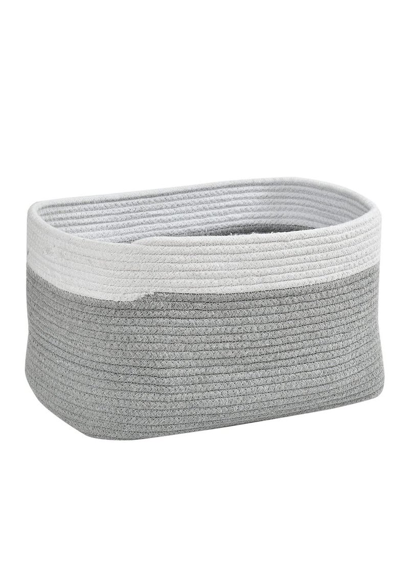 pepme pepme Shelf Basket Dual Color Jute Cotton Grey White 15x10x85 inches large pack of 1  - Image 1