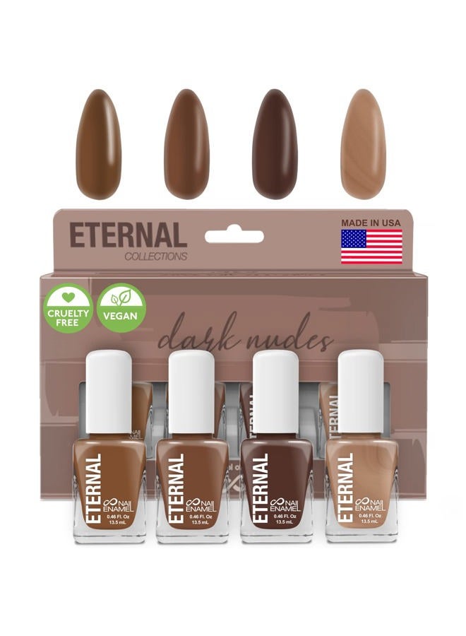 Eternal Nude Nail Polish Set for Women (DARK NUDES) - Brown Nail Polish Set for Girls | Lasting & Quick Dry Non Toxic Nail Polish Kit for Home DIY Manicure & Pedicure | Made in USA, 13.5mL (Set of 4) - Image 1