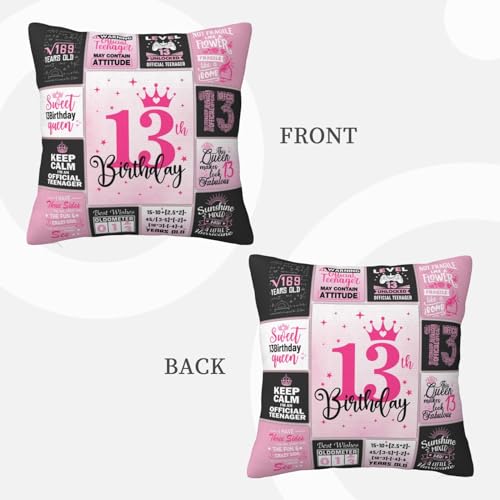 ZUMBULKJ 13th Birthday Gifts for Girls, 13 Year Old Girl Birthday Gift Ideas, 13 Yr Old Girl Presents Decorations for Girls Throw Pillow Covers 18x18 Inch - Image 5