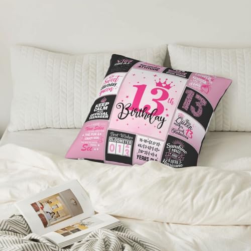 ZUMBULKJ 13th Birthday Gifts for Girls, 13 Year Old Girl Birthday Gift Ideas, 13 Yr Old Girl Presents Decorations for Girls Throw Pillow Covers 18x18 Inch - Image 3