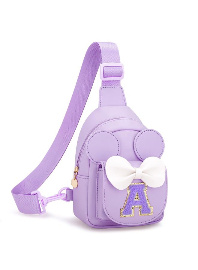 CLOUDWINGS Initial Sling Bags for Girls Kids, Purple, A - Image 1
