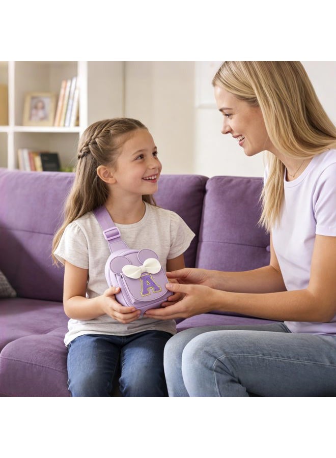 CLOUDWINGS Initial Sling Bags for Girls Kids, Purple, A - Image 3