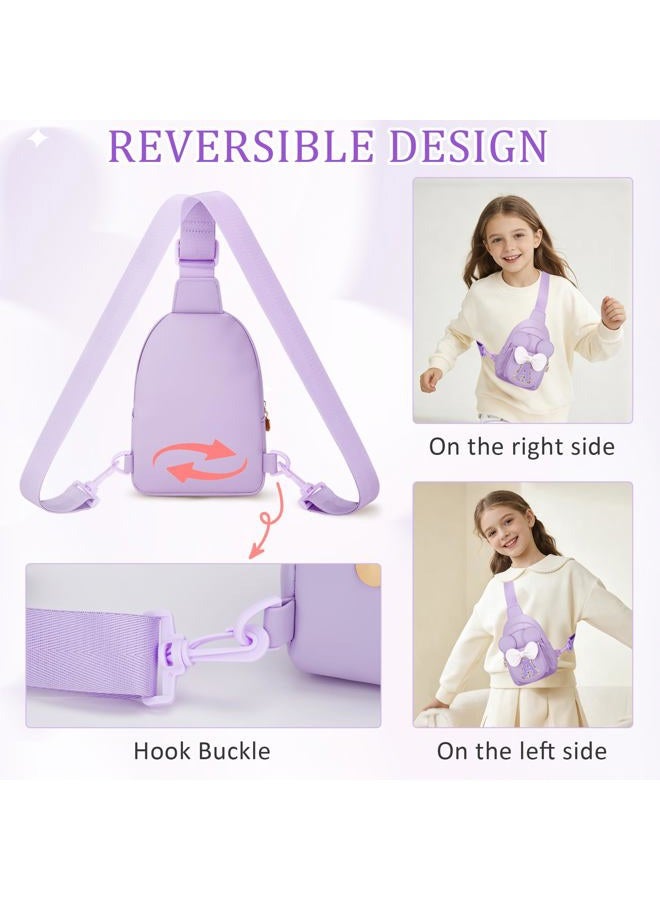 CLOUDWINGS Initial Sling Bags for Girls Kids, Purple, A - Image 4