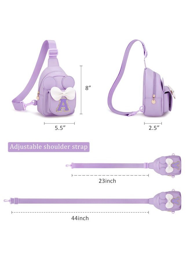 CLOUDWINGS Initial Sling Bags for Girls Kids, Purple, A - Image 5
