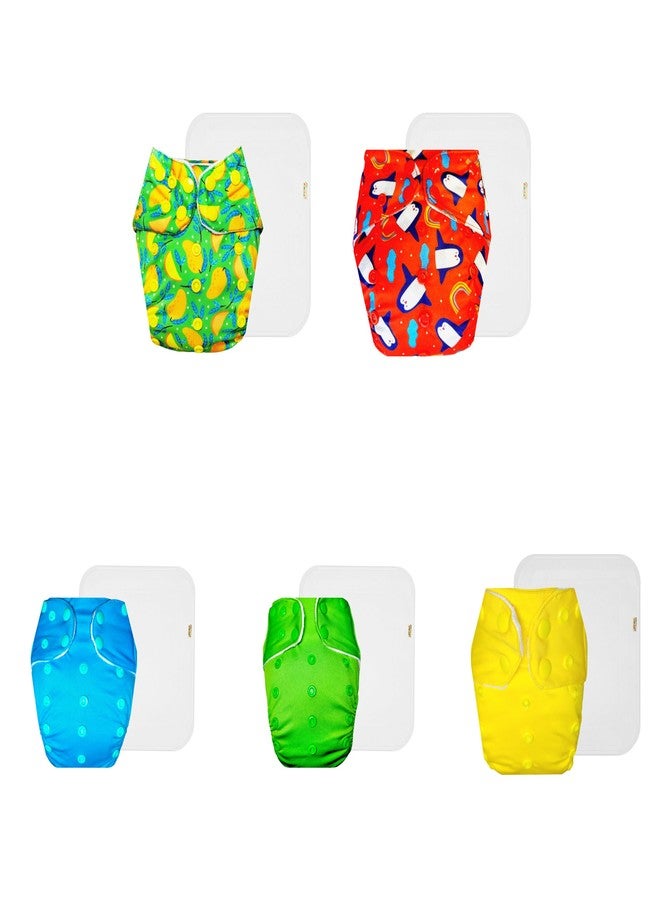 Dumbledo Premium Cloth Diaper with Cotton Insert (Pack of 5) | Soft & Gentle | Leakproof | Easy to Clean | Trusted by Moms | 3 Months - 3 Years | Unisex Baby - Image 1