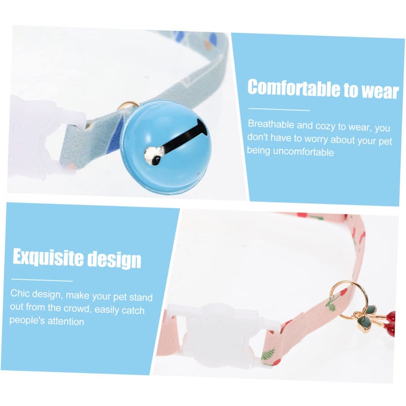 Red Cherry Bell Puppy Kitten Collar Set 2Pcs Breathable Pet Necklace For Parties - Image 3