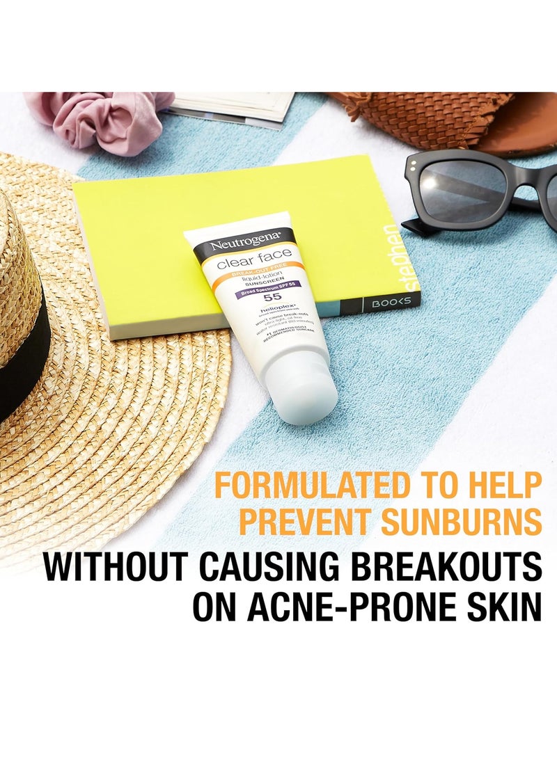 نيوتروجينا واقي شمس للوجه واضح للبشرة المعرضة لحب الشباب، واقي شمس واسع الطيف SPF 30، غير كوميدوغيني، واقي شمس خالي من الزيوت لحماية البشرة من الشمس، 3 أونصة سائلة - Image 4