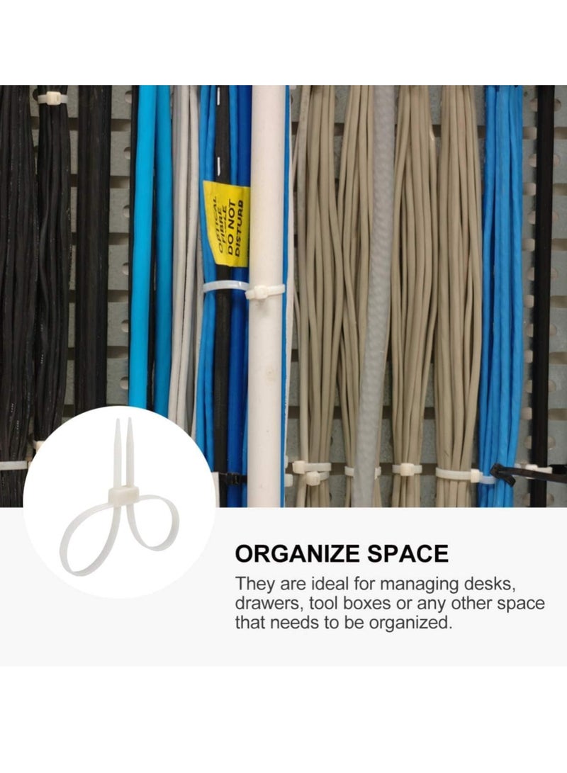 SYOSI Cable Zip Ties Plastic Wire Ties Self-Locking Nylon Tie Wraps Heavy Duty for Indoor Outdoor Strap Fastener Organizer White 6Pcs - Image 2