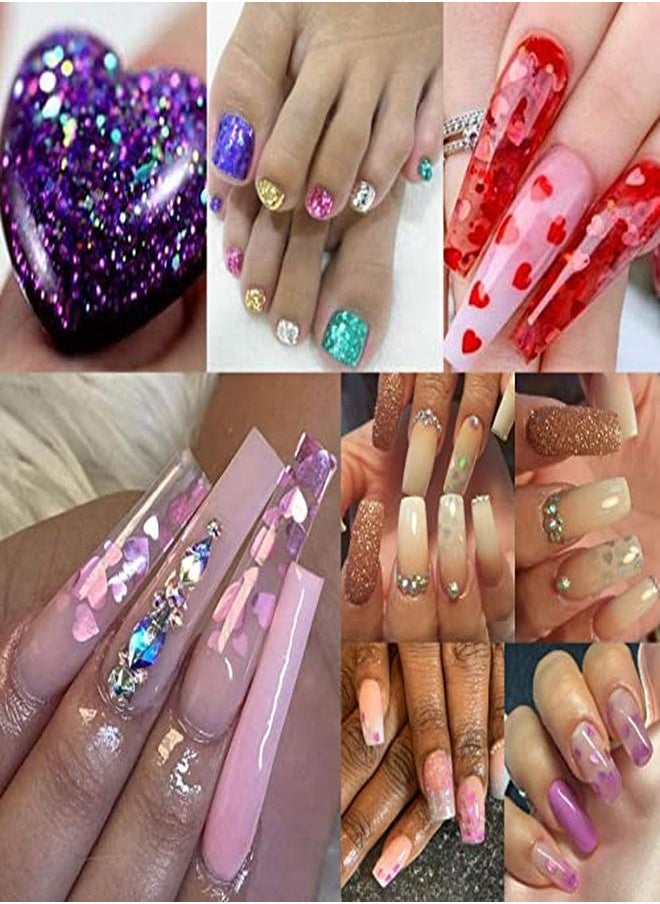 LoveOurHome 60G Holographic Heart Chunky Glitter Flakes Resin Accessories Craft Supplies Hallow Hearts Shapes Laser Red Gold Silver Glitter Sequins Slime Confetti Acrylic Nails Art Decor (Heart)  - Image 2