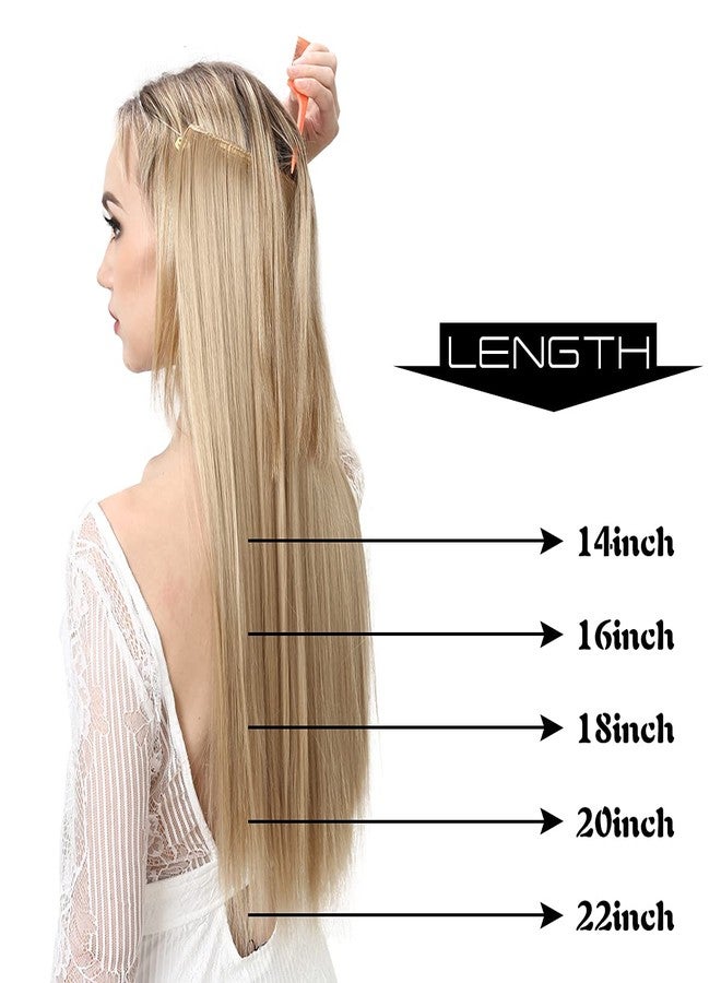 SARLA Invisible Wire Hair Extensions 22 inch Long Synthetic Hairpieces Straight Ash Medium Brown With Ash Blonde Highlight Adjustable Headband for Women No Clip - Image 3