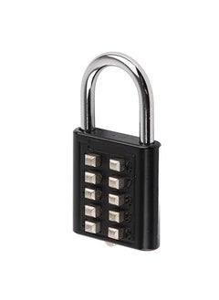 Eis 10 Digits Security Padlock Padlock Anti Theft Padlock Security Padlock 10 Digits Push Button Combination Outdoor Waterproof Padlock for Gym Cabinet Gate Toolbox Suitcase  - Image 1