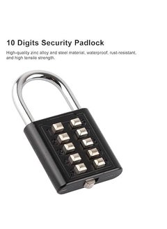 Eis 10 Digits Security Padlock Padlock Anti Theft Padlock Security Padlock 10 Digits Push Button Combination Outdoor Waterproof Padlock for Gym Cabinet Gate Toolbox Suitcase  - Image 2