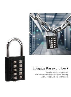 Eis 10 Digits Security Padlock Padlock Anti Theft Padlock Security Padlock 10 Digits Push Button Combination Outdoor Waterproof Padlock for Gym Cabinet Gate Toolbox Suitcase  - Image 3