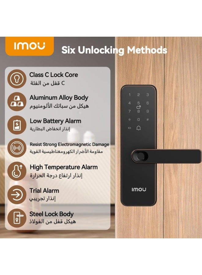 IMOU K1S‑W Smart Door Lock – Wi-Fi & Bluetooth, Fingerprint, PIN, RFID, Mechanical Key Access, Alexa Compatible, Remote App Control, Auto-Lock, Temporary Guest Codes, Waterproof, for Home & Apartment Security | K1S-G(S)-W-EN - Image 2