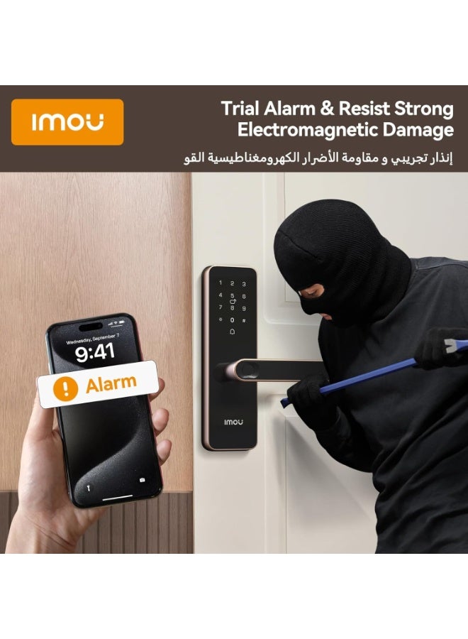 IMOU K1S‑W Smart Door Lock – Wi-Fi & Bluetooth, Fingerprint, PIN, RFID, Mechanical Key Access, Alexa Compatible, Remote App Control, Auto-Lock, Temporary Guest Codes, Waterproof, for Home & Apartment Security | K1S-G(S)-W-EN - Image 4