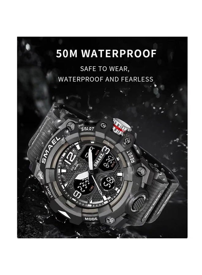 SMAEL Men's Military Waterproof Sports Watch Date Multifunction LED Alarm Stopwatch Digital Watch for Men, Darkblue, Large Face, Digital - Image 5