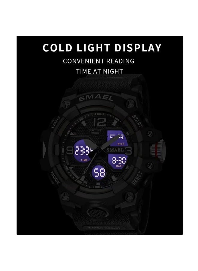 SMAEL Men's Military Waterproof Sports Watch Date Multifunction LED Alarm Stopwatch Digital Watch for Men, Darkblue, Large Face, Digital - Image 4